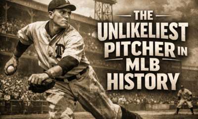 Vintage baseball thumbnail showing Allan Travers pitching for the Detroit Tigers during the historic 1912 game at Shibe Park.