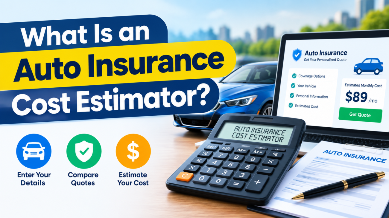 Auto insurance cost estimator with car, calculator, insurance quote, and estimated monthly cost